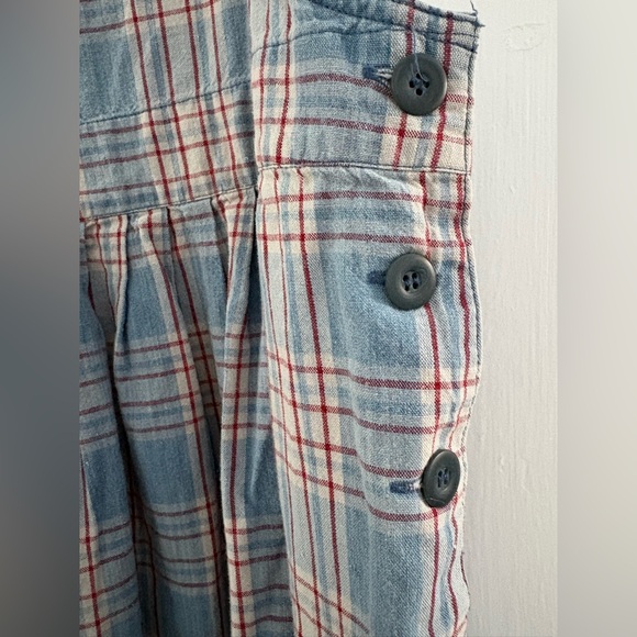 Vintage Compagnie Internationale Express Cotton Plaid Pinafore Dress M Red Blue - Picture 12 of 12